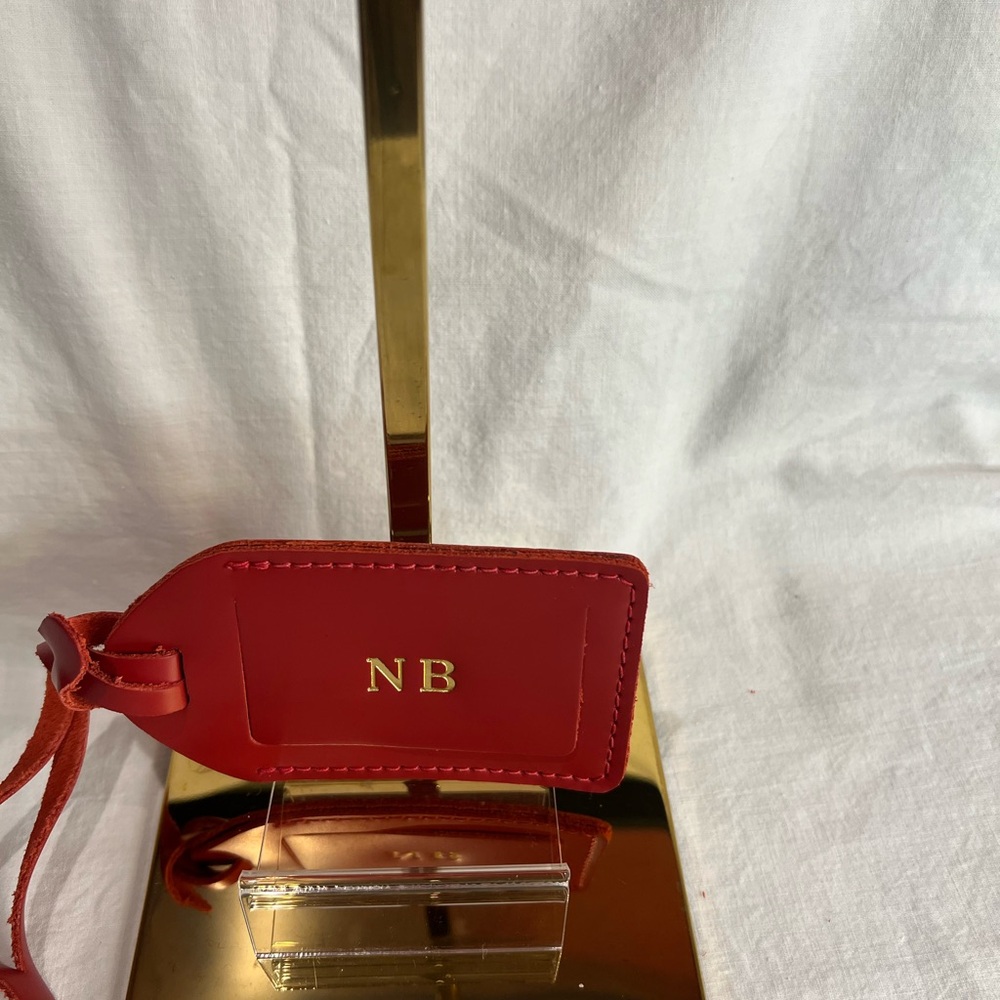 NWT JON HART DESIGN LEATHER RED LUGGAGE TAG